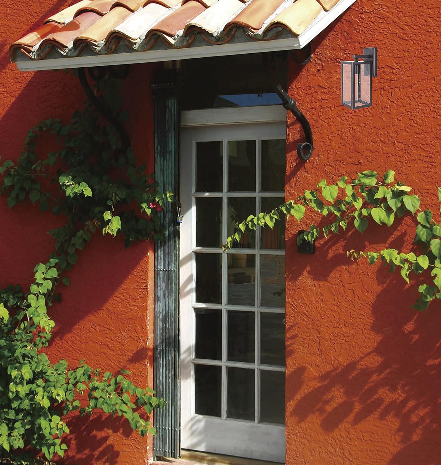 LIT-PaTH Farol de pared para exteriores, aplique de pared como accesorio de iluminación de porche con una base E26 máximo de 60 W, carcasa de metal