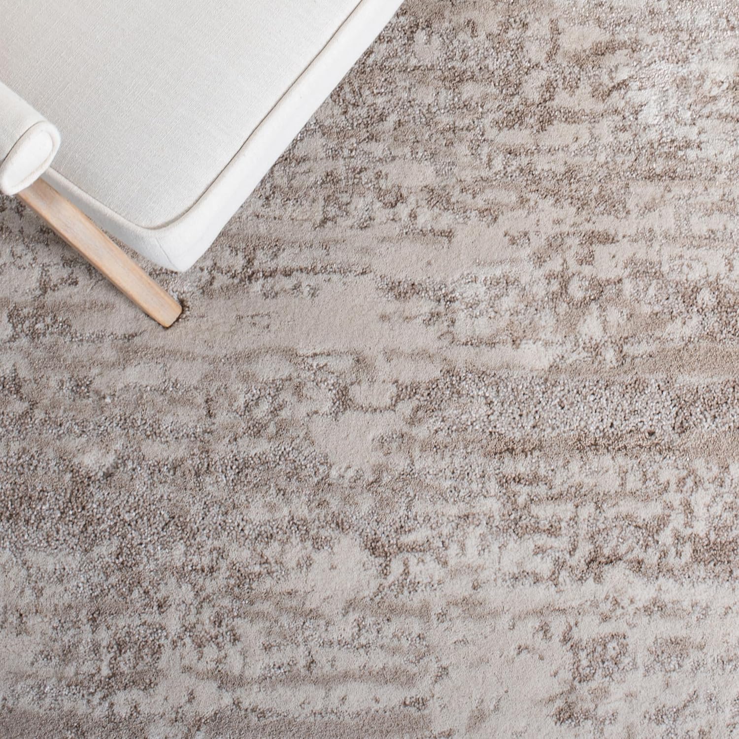 SAFAVIEH Century Collection – Alfombra cuadrada de 4 pies, color marfil y beige, diseño abstracto moderno, no desprende pelusa y de fácil cuidado,