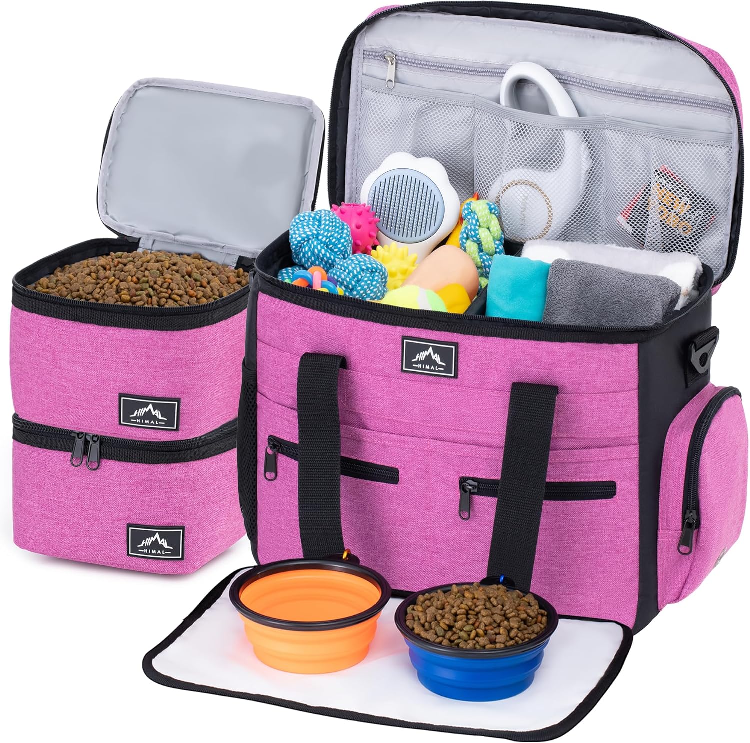 Kit de bolsa de viaje para perros para suministros, bolsa de viaje grande para mascotas para perros, práctica funda de equipaje, viajes nocturnos y