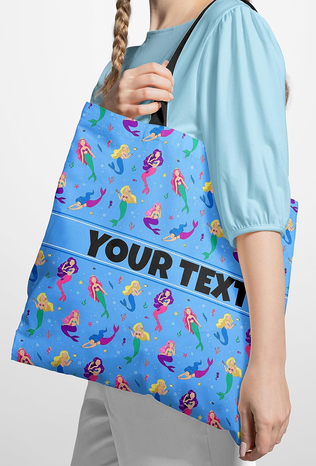 Bolsa de mano personalizada para niños, nombre personalizadotexto, reutilizable, correas, tela de lona, tamaños pequeños y grandes