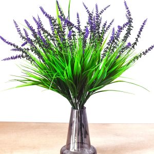 6 plantas artificiales para exteriores, hierba falsa de mono con flores, hierba con flores moradas, flores de imitación para decoración de ventana, 6 plantas artificiales para exteriores, hierba falsa de mono con flores, hierba con flores moradas, flores de imitación para decoración de ventana,