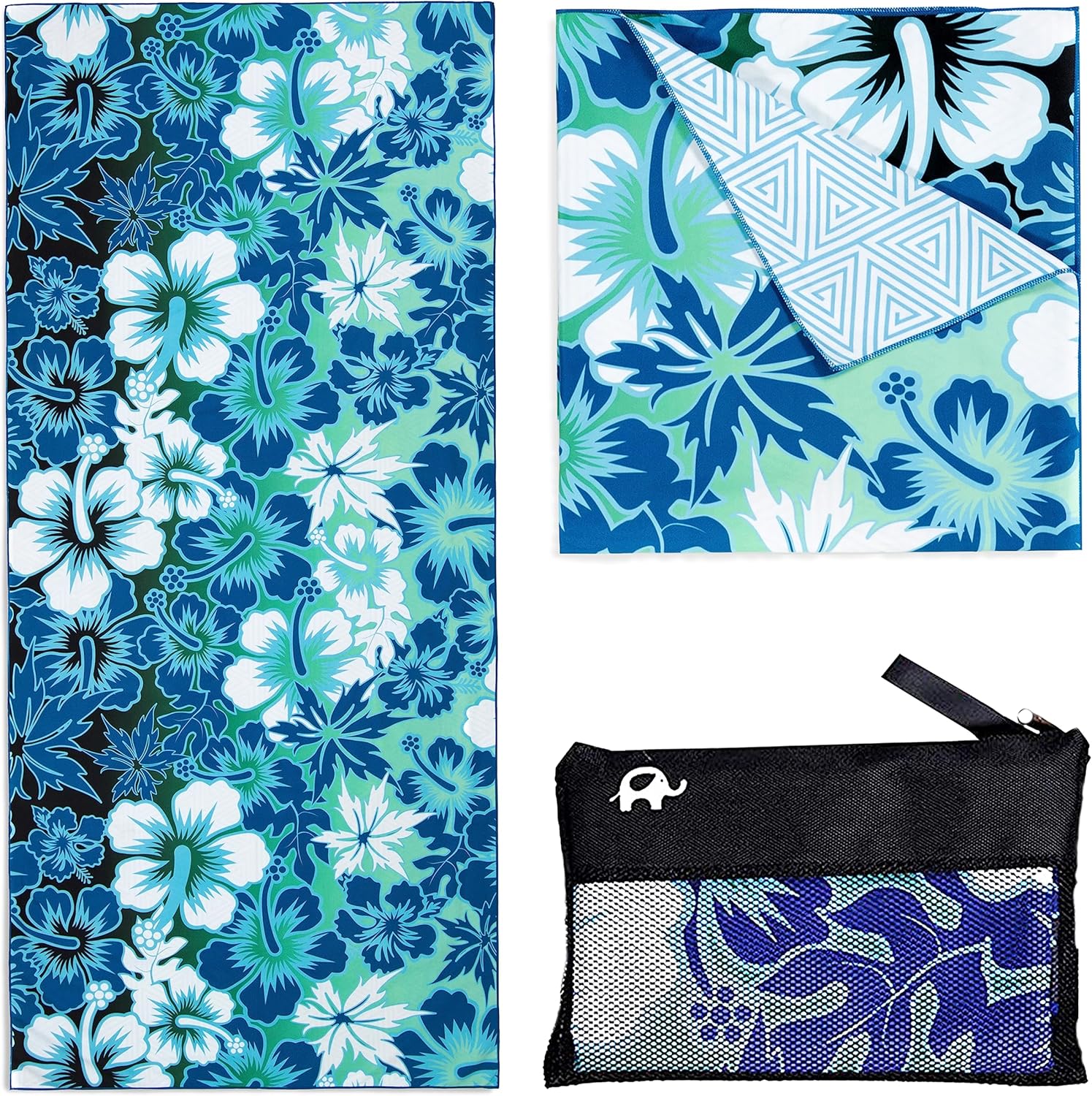 Elite Trend Toalla de playa XL, secado rápido, repele la arena, 78 x 35 pulgadas, bolsa, compacta, suave y ligera, de microfibra, para nadar,