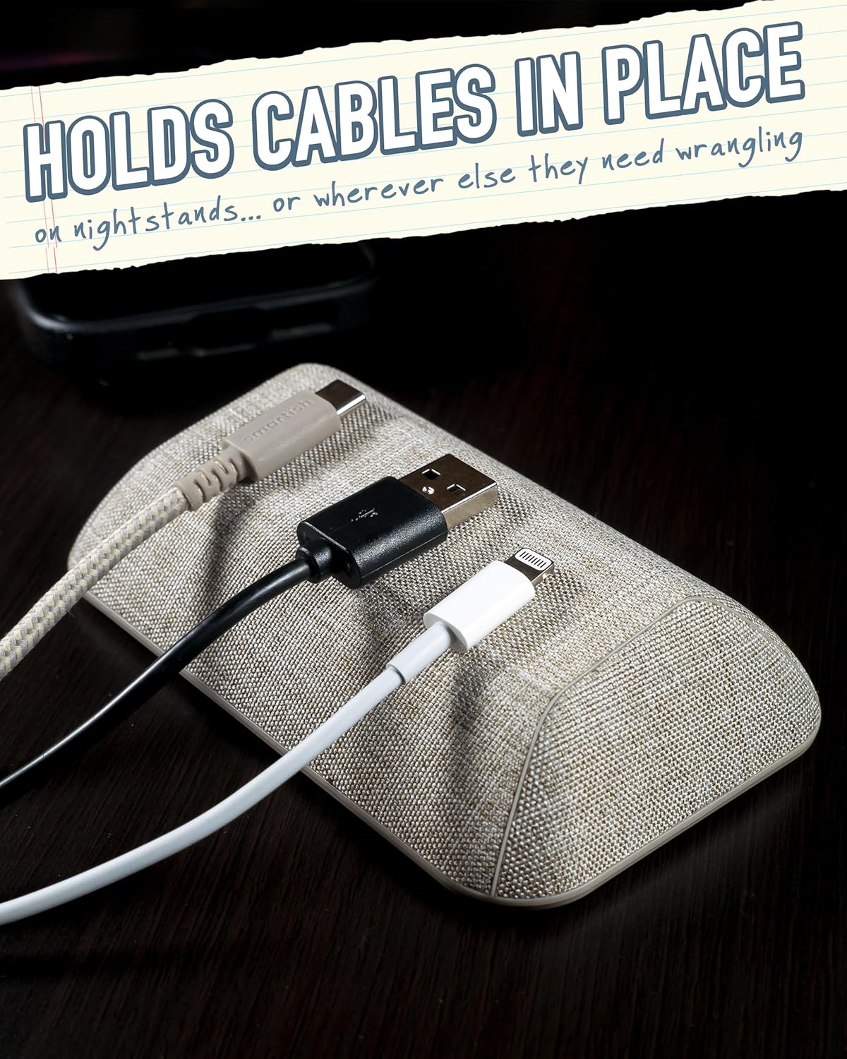 Smartish Soporte magnético para cables, organizador de cables más grande con clips magnéticos para gestión de cargadores en escritorio, mesita de