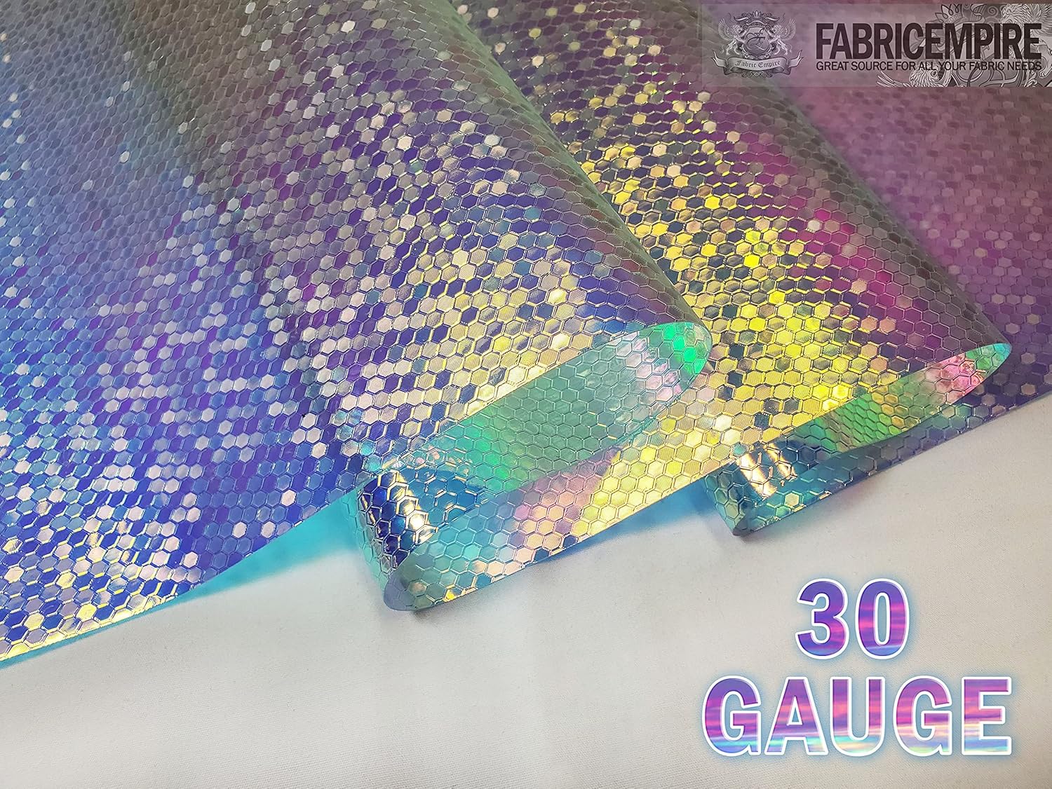 Fabric Empire The Yard – Tela de vinilo de plástico holográfica transparente de 38 pulgadas de ancho (calibre 30)