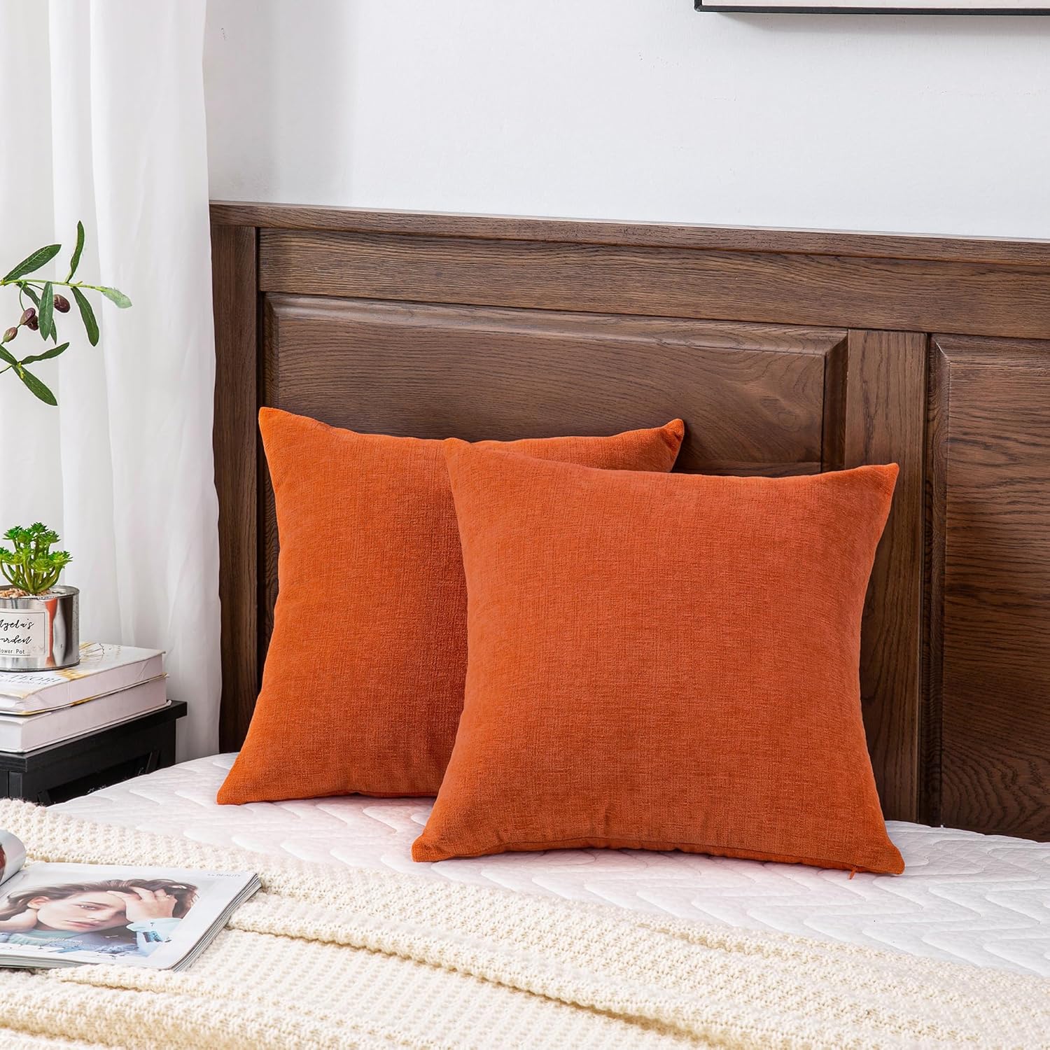 Juego de 2 fundas de almohada cuadradas decorativas de 22 x 22 pulgadas, almohadas de felpilla súper suaves, fundas de almohada de otoño para sala