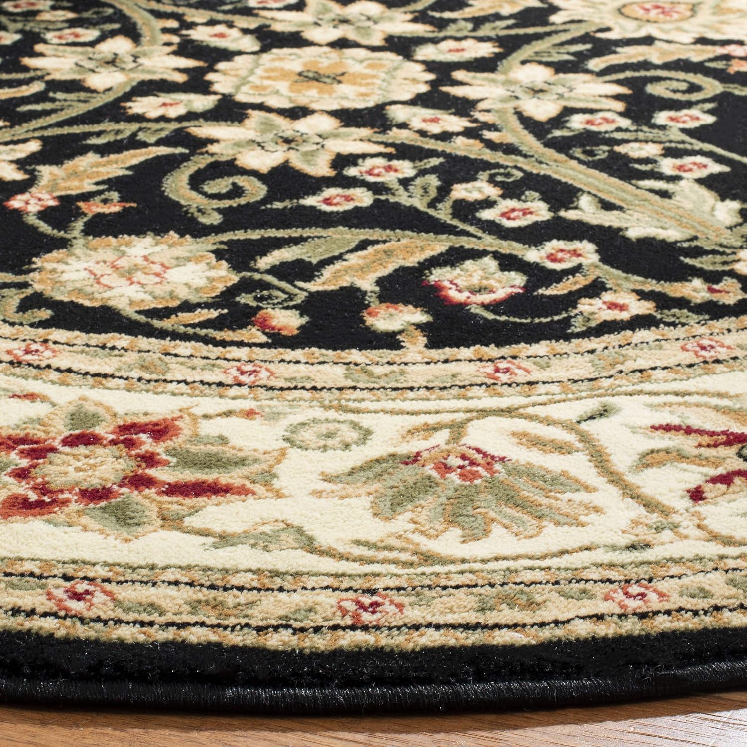 SAFAVIEH Lyndhurst Collection – Alfombra redonda de 10 pies, color negro y marfil, diseño oriental tradicional, no desprende pelusa y de fácil