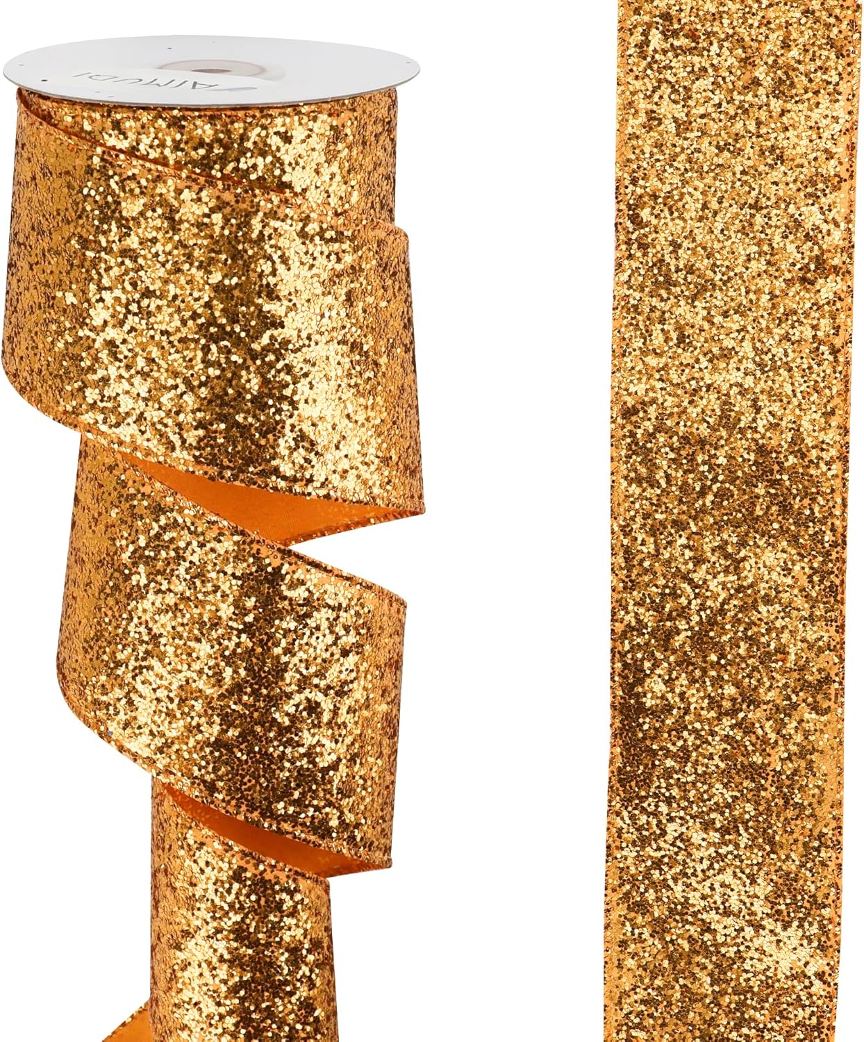 AIMUDI Cinta naranja quemada con alambre de 2.5 pulgadas, cinta naranja de Navidad para decoración de árbol de Navidad, otoño, Acción de Gracias,