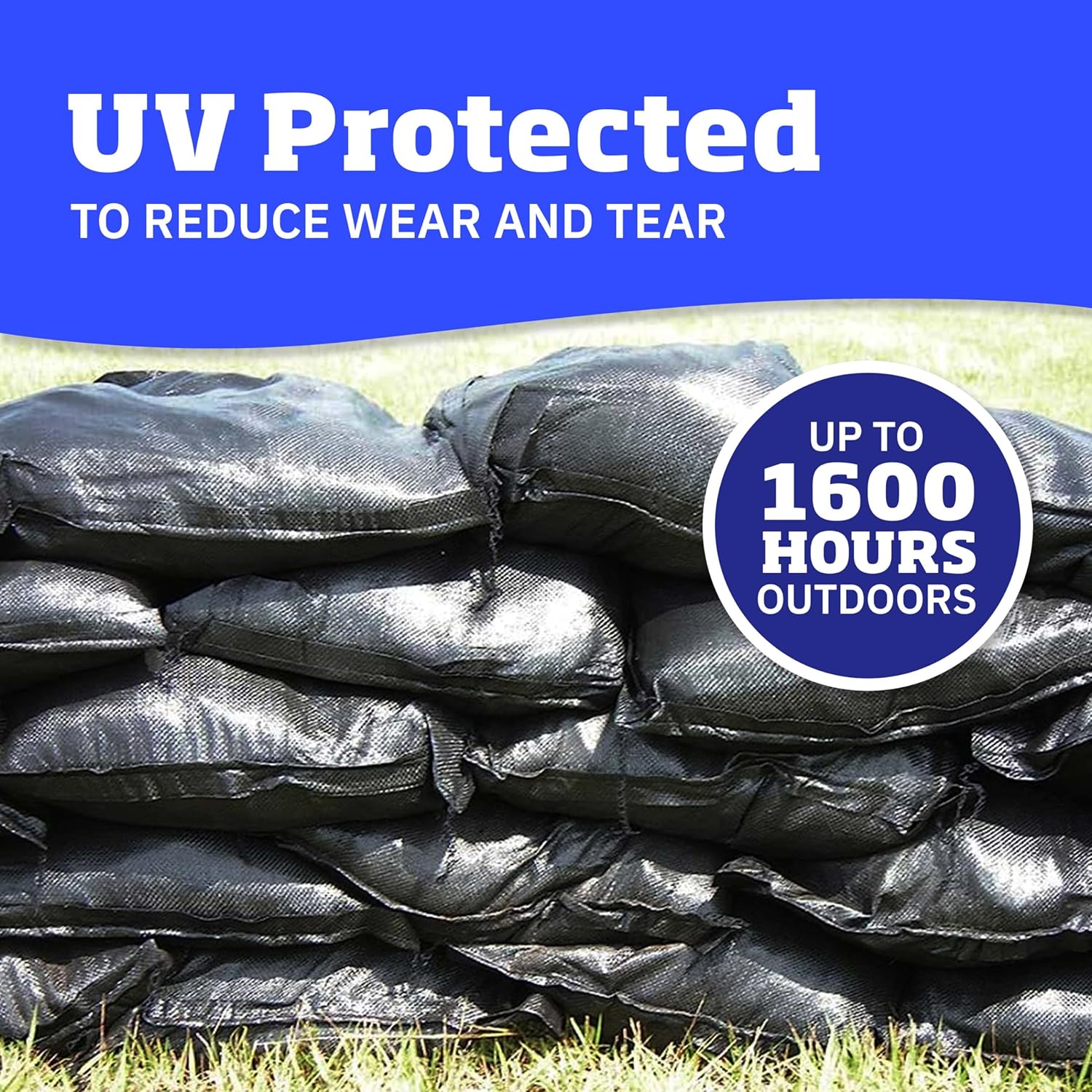 DURASACK Bolsas de arena resistentes con cuerdas de amarre, bolsas de arena de polipropileno tejidas vacías para control de inundaciones con 1600