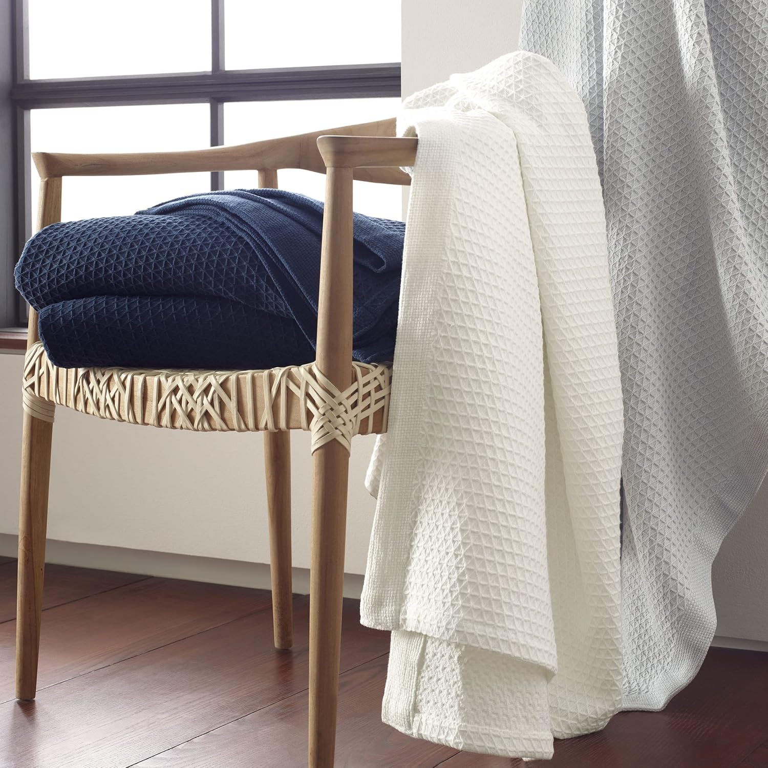 Nautica – Manta Queen, ropa de cama de algodón de peso medio, decoración del hogar para todas las estaciones (blanco baird, Queen)