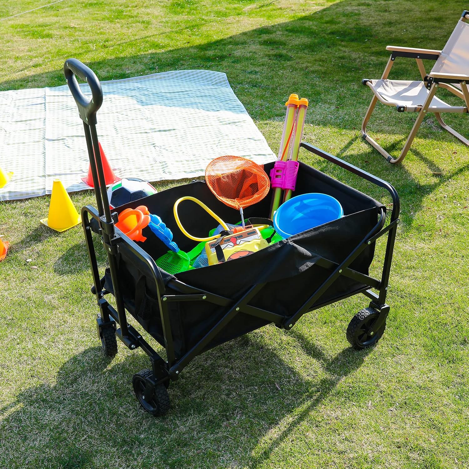Carro plegable plegable, capacidad de peso de 360 libras, carrito multifuncional para exteriores, adecuado para camping, picnic, compras, viajes al