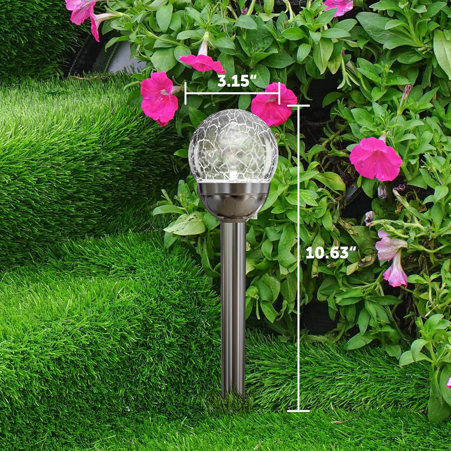 GIGALUMI Luces solares para exteriores, bola de vidrio agrietado, luces solares de jardín, luces que cambian de color al aire libre, luces LED de