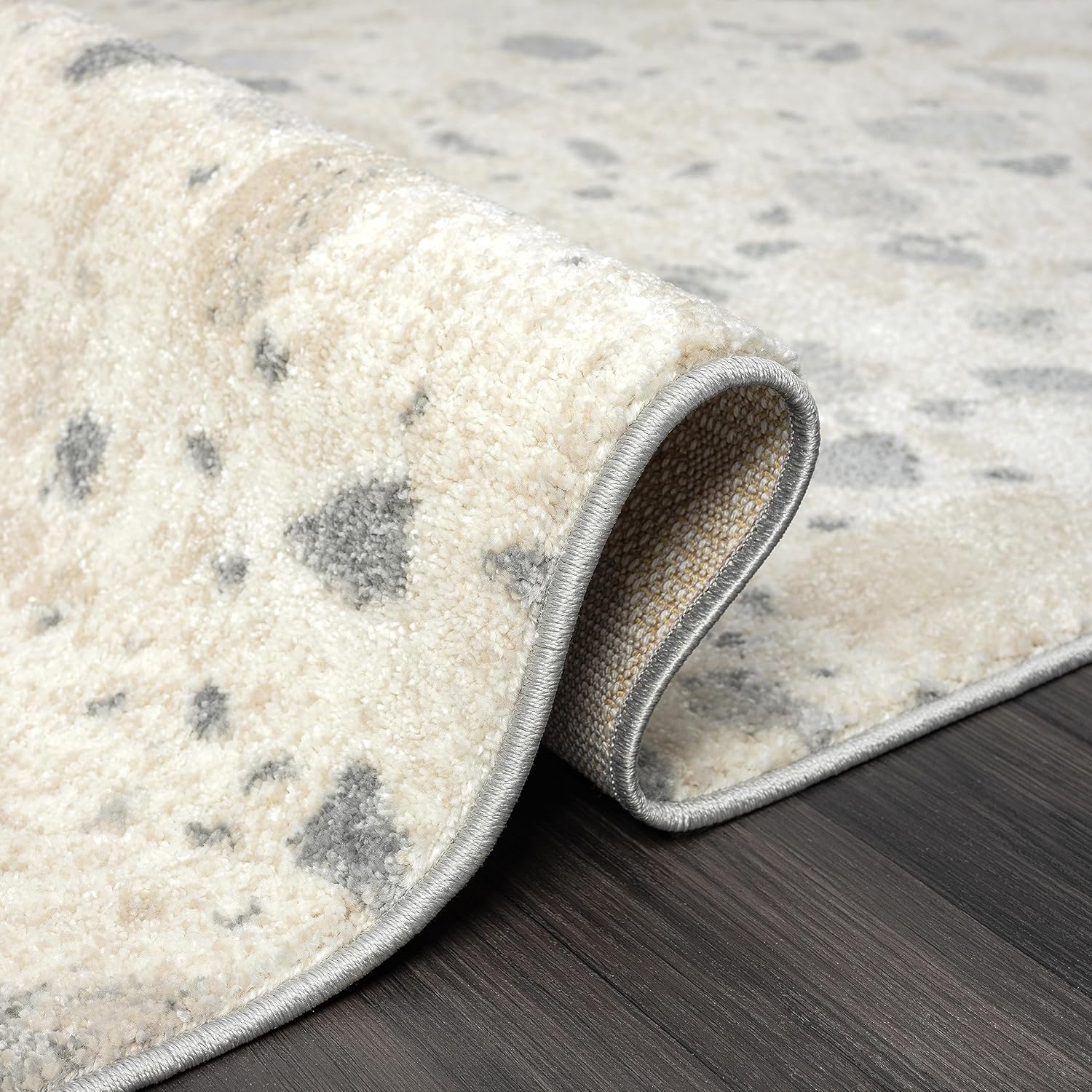 Abani Nuevo Collection – Alfombra de área, diseño moderno de terazzo de puntos marfilgris, 6 x 9 pies, fácil de limpiar, duradera para niños y