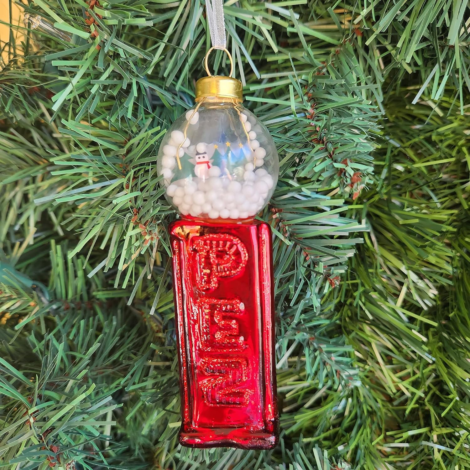 Adorno navideño de cristal PEZ con forma de globo de nieve
