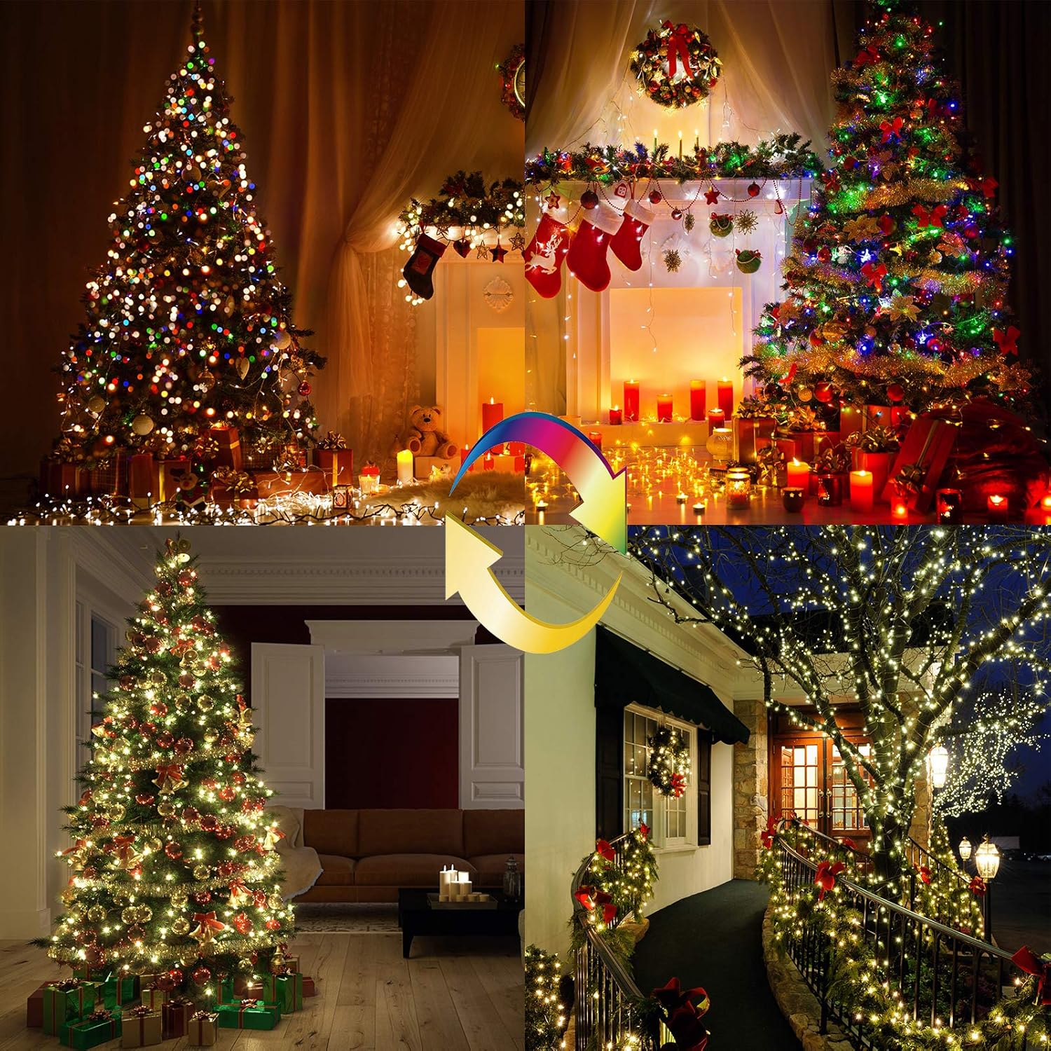 BrizLabs Luces de Navidad de doble color, 269 pies, 800 luces LED de Navidad de color blanco cálido y multicolor con control remoto, 11 modos de