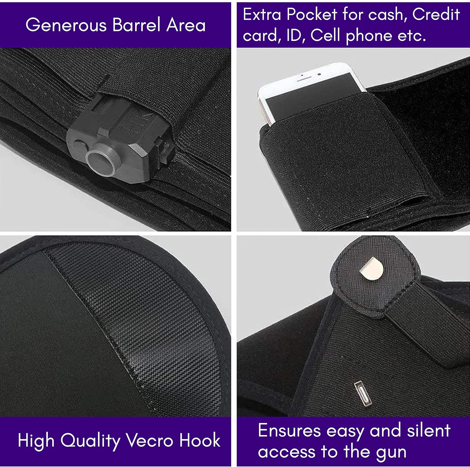 Funda de banda para el vientre para transporte oculto, para hombres y mujeres, funda elástica transpirable para la mayoría de pistolas y revólveres,