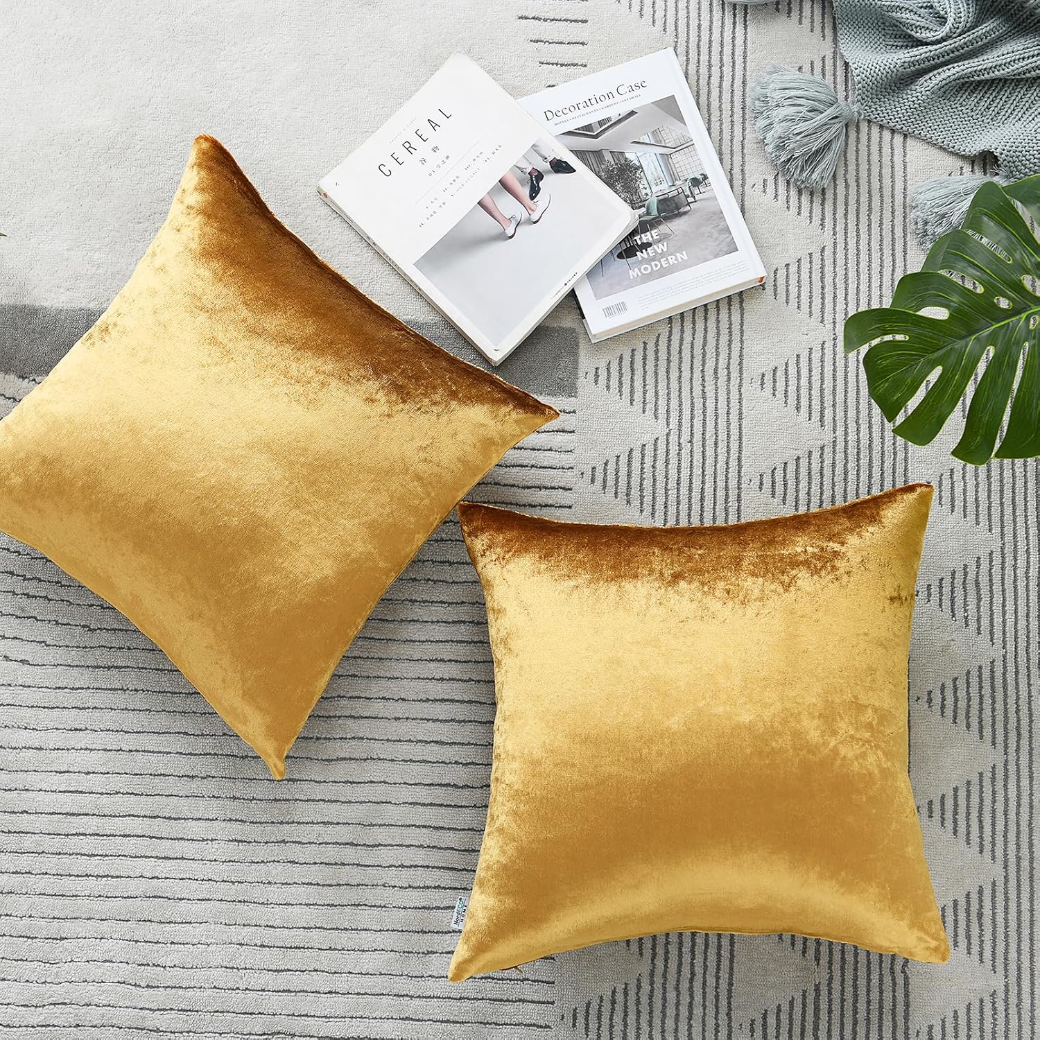 NordECO HOME Fundas de almohada decorativas, juego de 2 fundas de almohada de terciopelo suave para cama, automóvil, decoración del hogar, 20 x 20