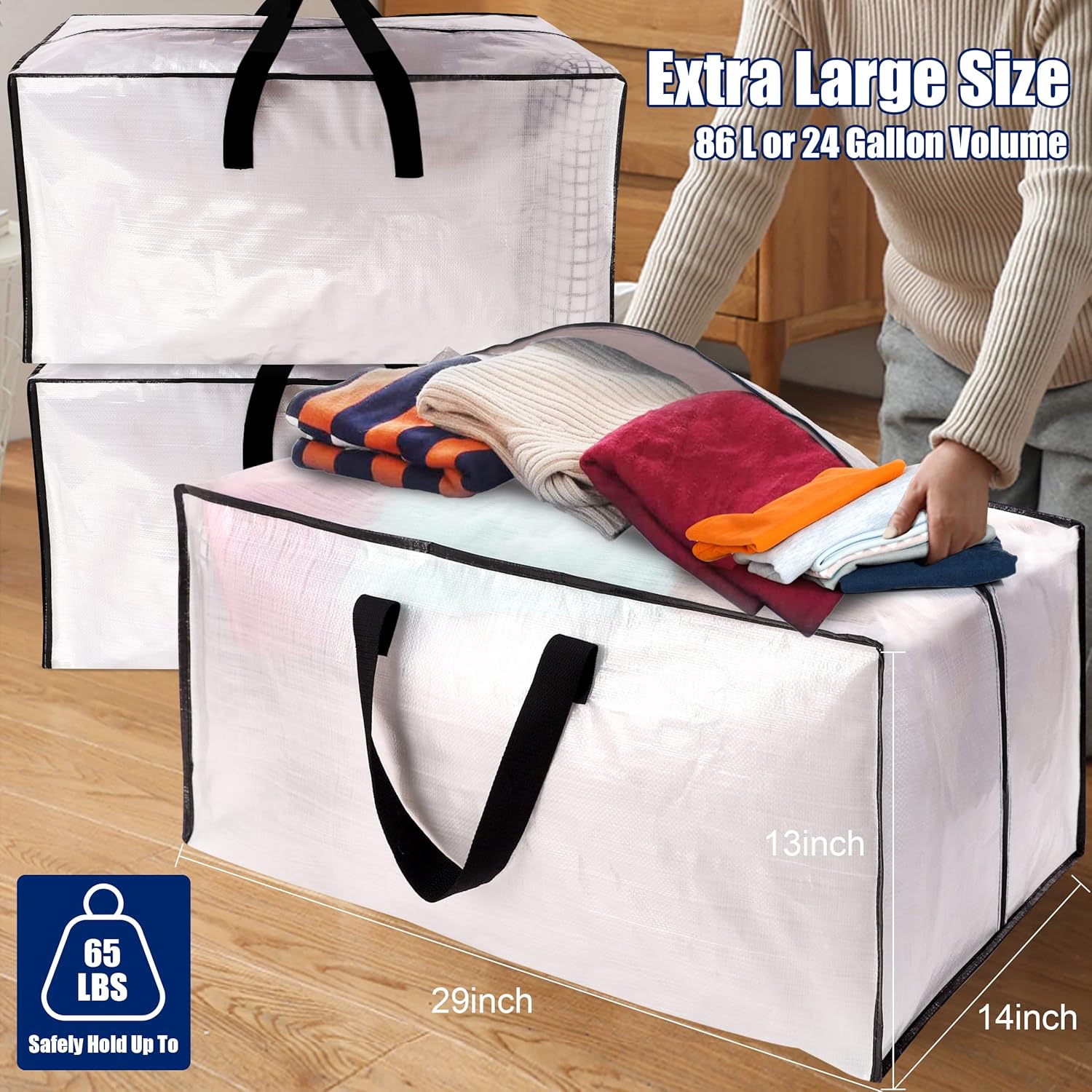 Cosy Family Paquete de 8 bolsas de mudanza extra grandes resistentes con correas de mochila, asas fuertes y cremalleras, bolsas de almacenamiento