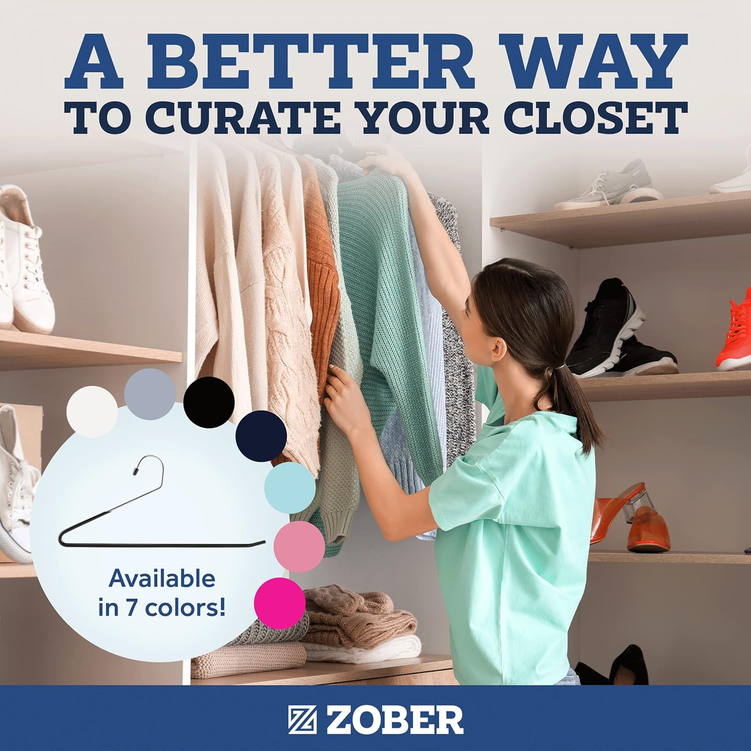 Zober Perchas antideslizantes para pantalones, paquete de 40 perchas para pantalones y jeans con extremos abiertos para armario, perchas de ropa que