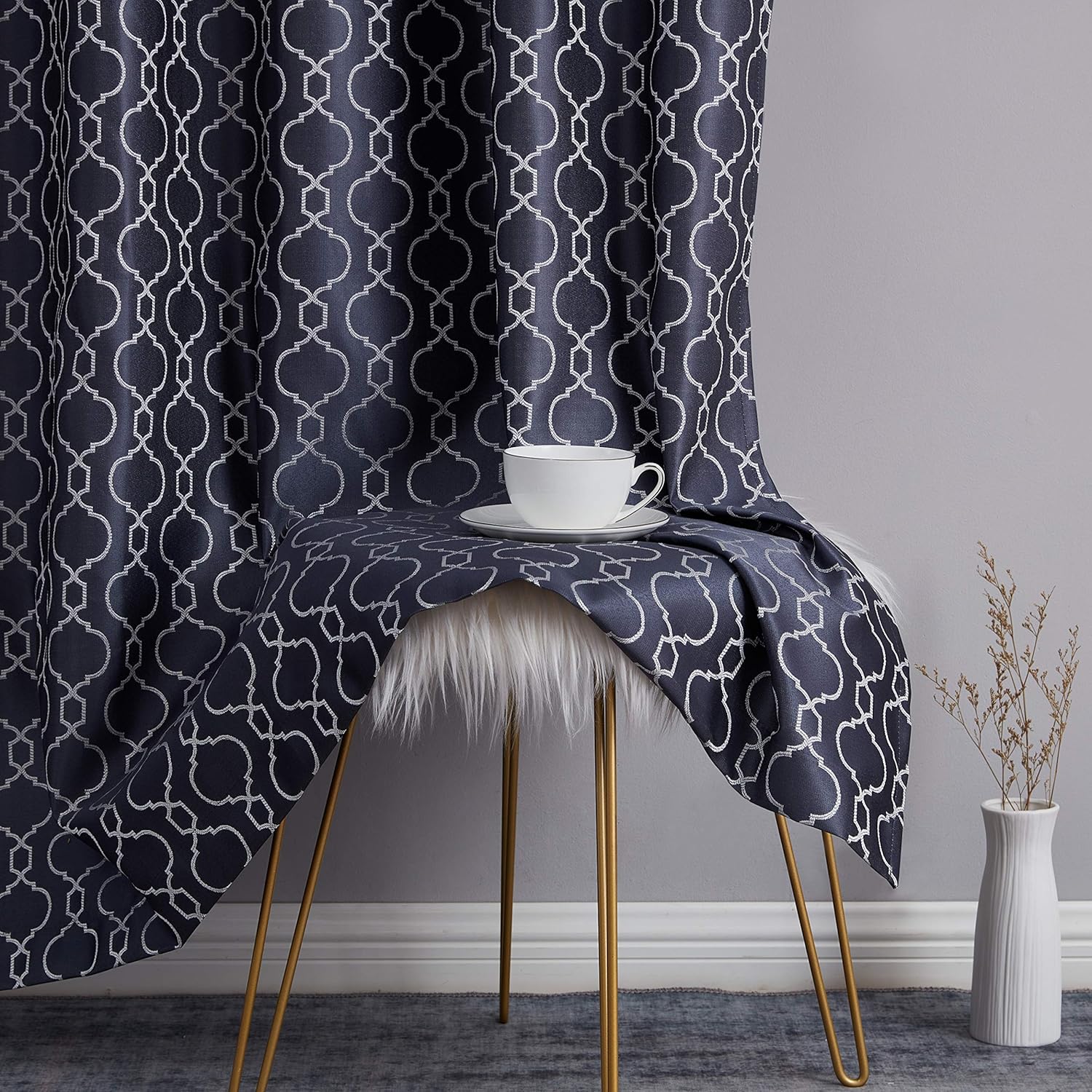HLC.ME Franklin – Cortinas de paneles 100% opacas, diseño marroquí, con bolsillo para cortinero, con aislamiento térmico, ahorro de energía, bloquea
