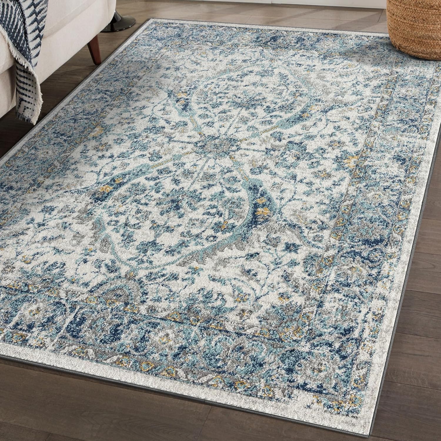 LUXE WEAVERS Euston Collection 8060 – Alfombra oriental moderna color marfil (5 x 7 pulgadas)