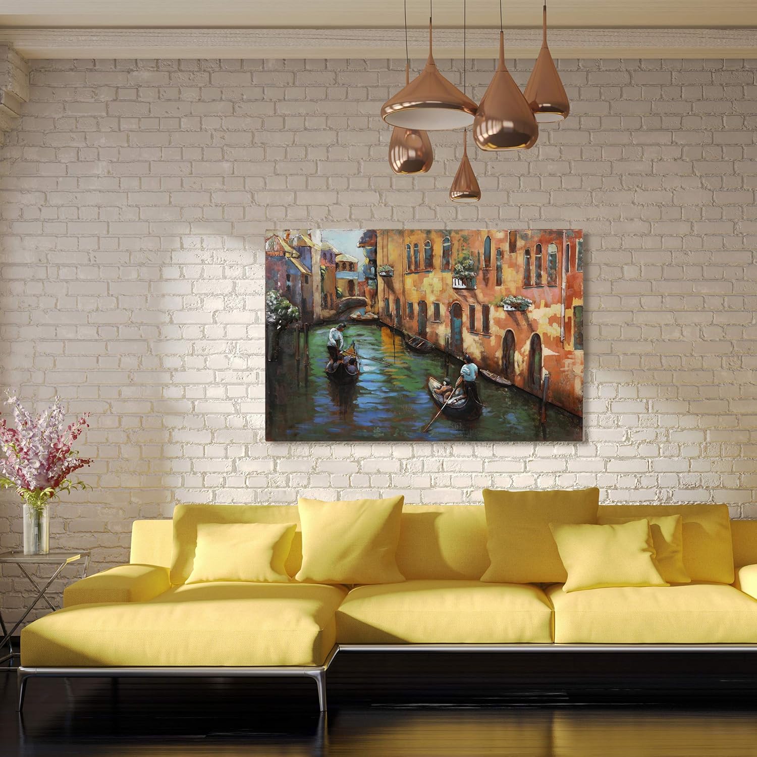 Empire Art Direct Arte de pared dimensional pintado a mano de hierro mixto de Venecia, 48 x 32 x 2.4 pulgadas, listo para colgar (PMO-140335-4832)