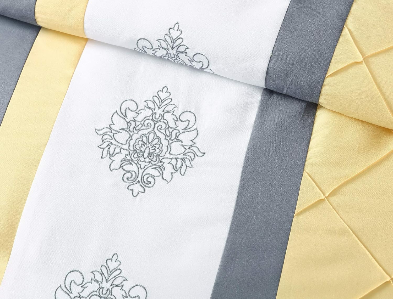 Chezmoi Collection Boston Juego de ropa de cama de 7 piezas, diseño de celosía con rayas, acolchado, costura pinsonic, plisado, Poliéster & Mezcla