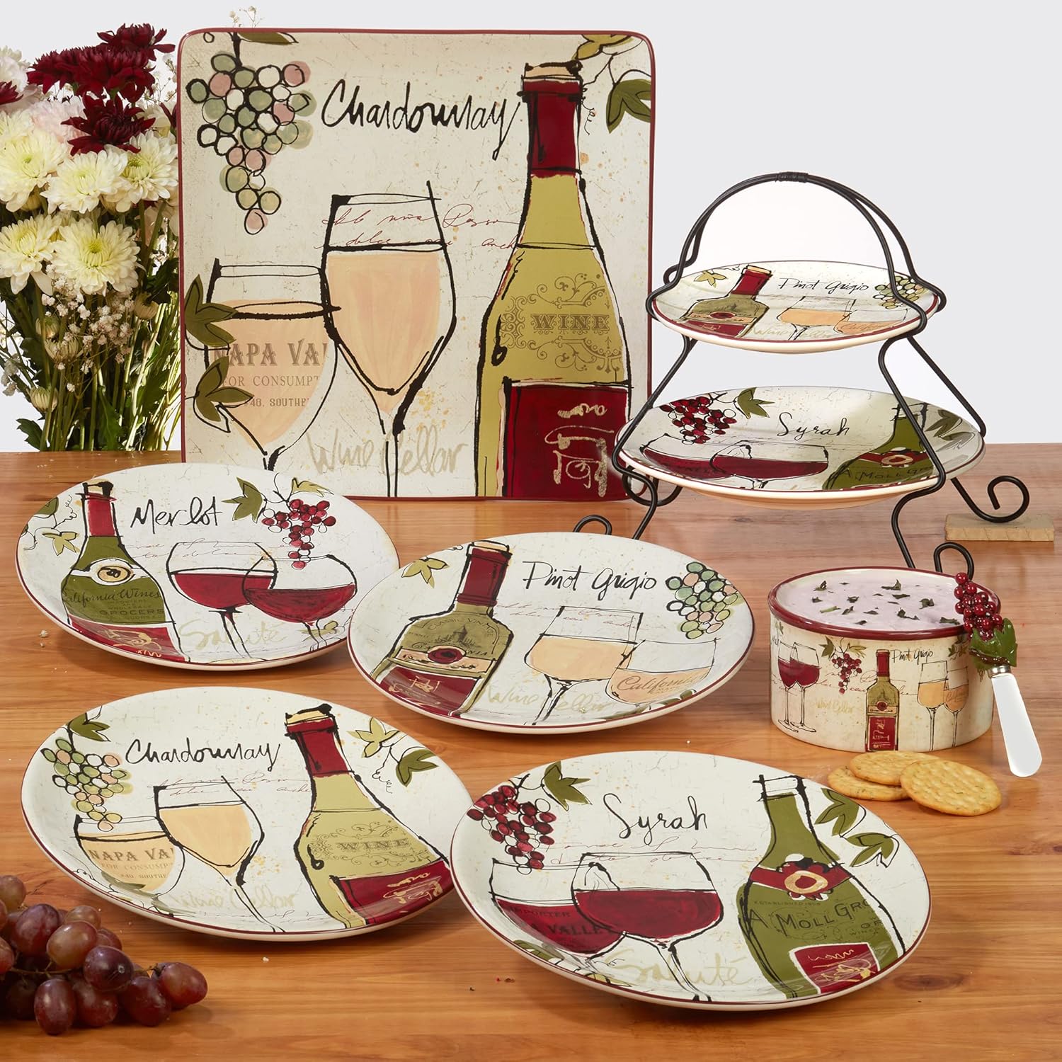 Certified International Wine Country – Servidor de 2 niveles, multicolor