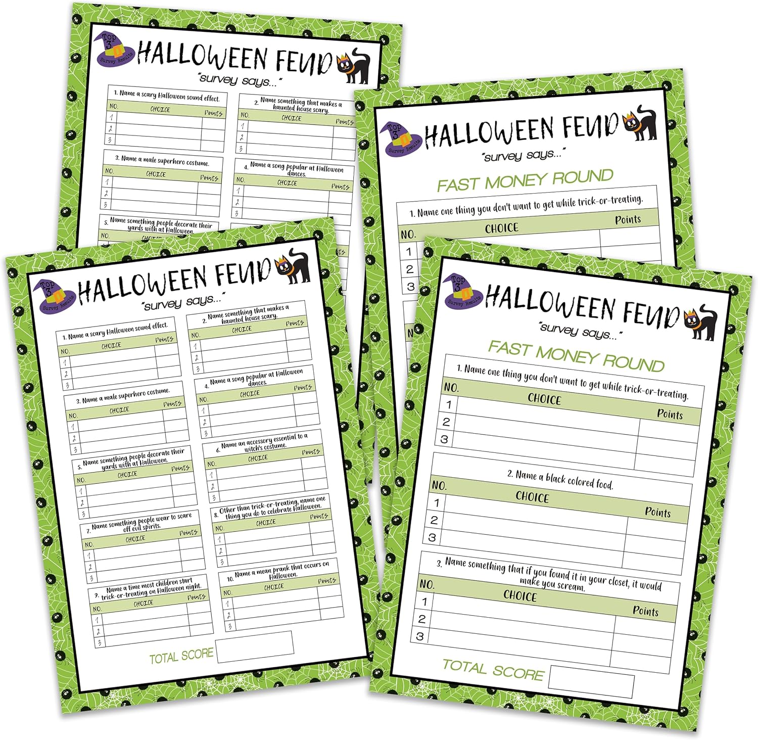 Prueba de peleas amigable para Halloween, juegos amistosos, actividad familiar, juegos familiares para noche de juegos, 30 tarjetas de feudo + 3