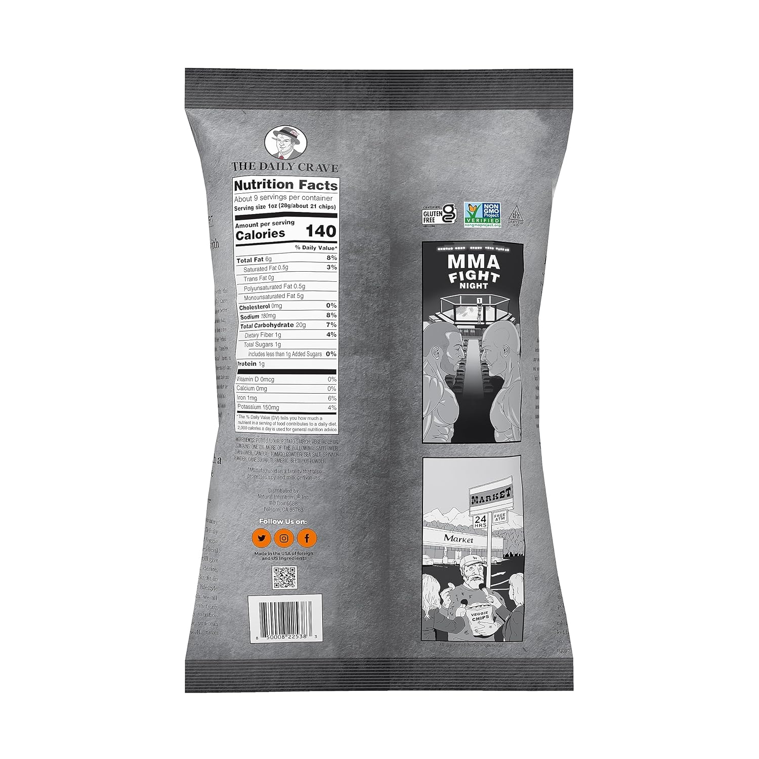 The Daily Crave Veggie Chips Value Pack, 9 onzas (paquete de 6) Veggie Crisps, Kosher, crujientes, veganas