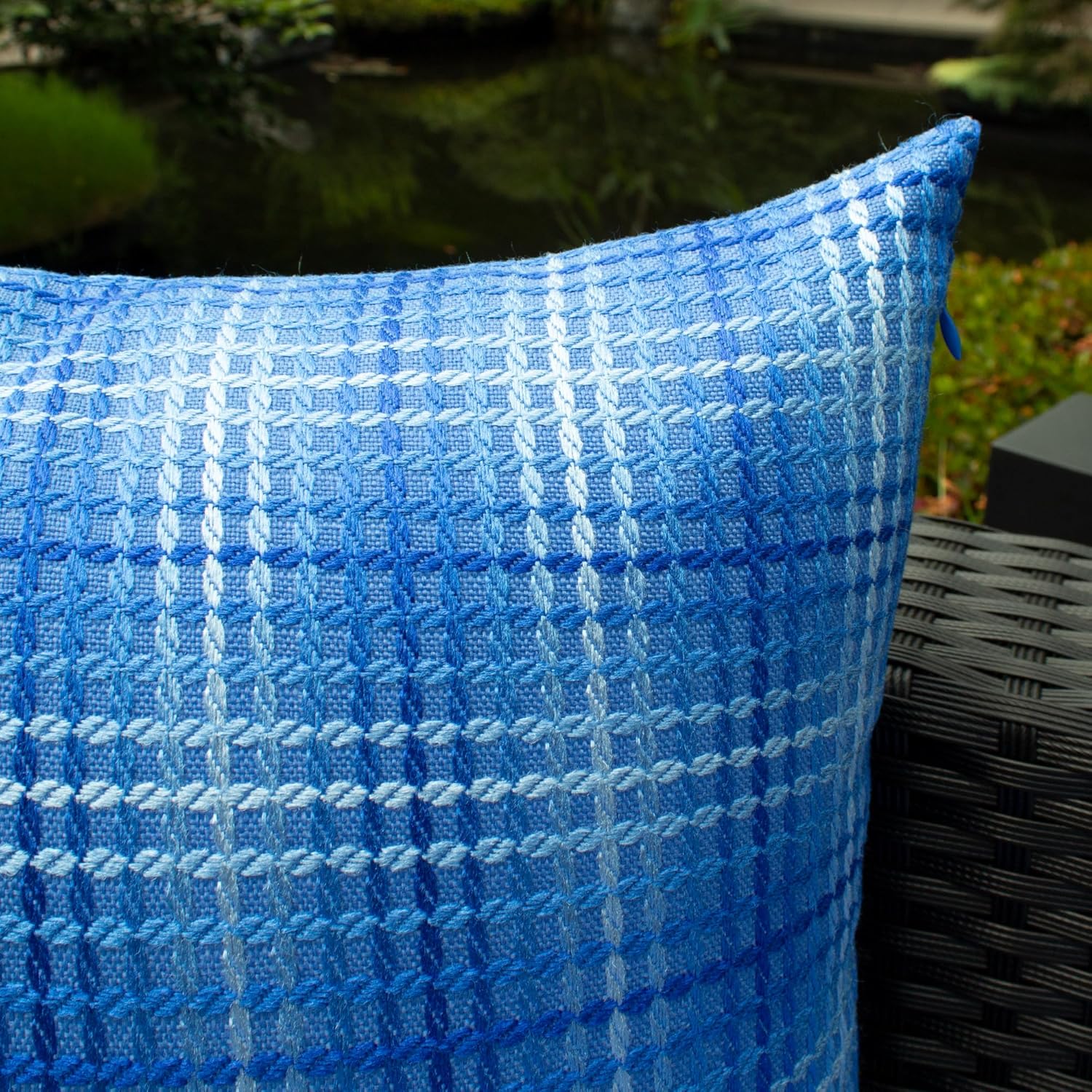 Kevin Textile – Juego de 2 fundas de almohada impermeables para exteriores para muebles de patio, fundas de cojín decorativas de lino para