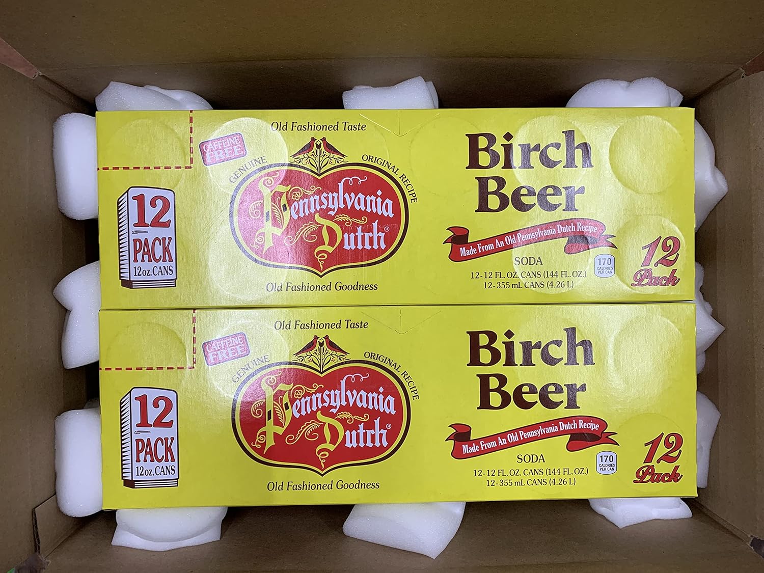 AmishTastes PA – Cerveza de abedul holandés, protegida con espuma de alta densidad, 12 onzas (caja de 24)