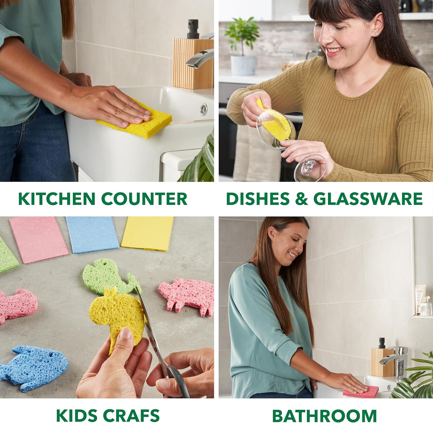24 esponjas comprimidas para cocina, antiarañazos, altamente absorbentes, para limpieza de platos, encimera, fregadero, automóvil, biodegradables,
