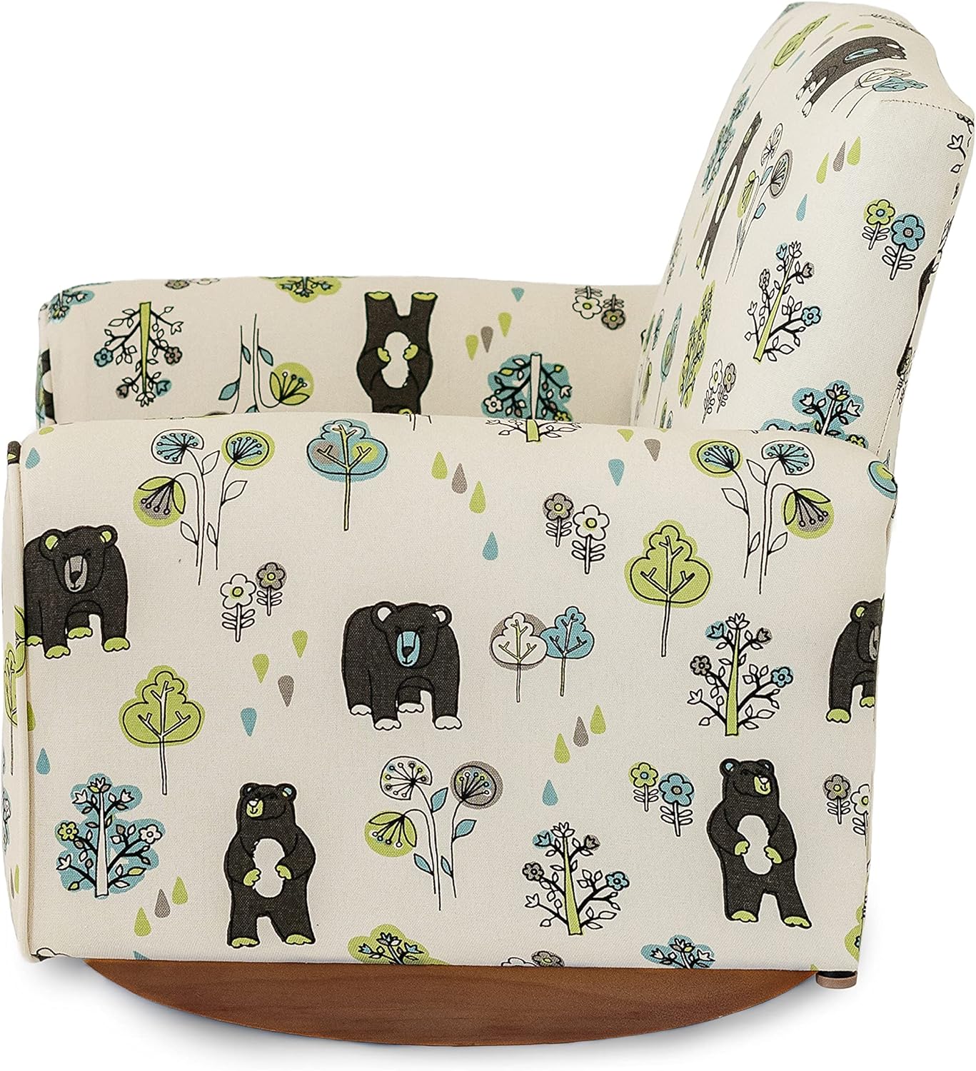 Silla para niños, sillón tapizado para niños pequeños, mecedora para niños (estampado de osos y árboles, mecedores), 19 pulgadas de profundidad x 21