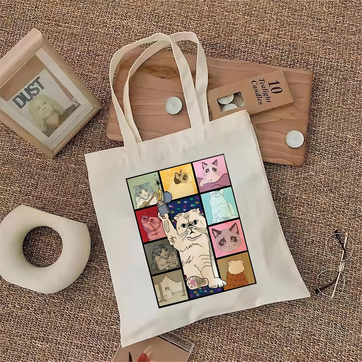 TOBGBE Bolsa de lona de viaje estética de música para cantante, cubierta de álbum, mercancía de regalo para los amantes de la música, Blanco sucio
