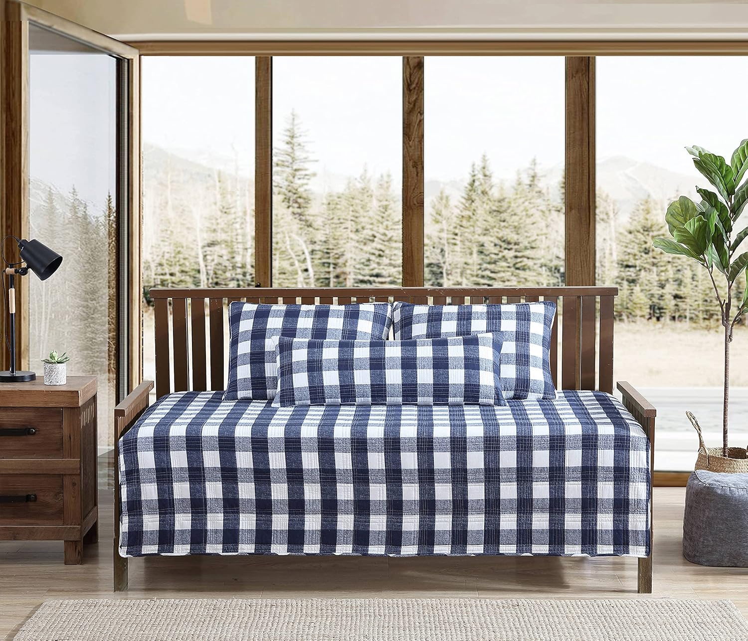 Eddie Bauer – Juego de edredón para sofá cama, ropa de cama reversible de algodón con fundas de almohada y fundas de almohada a juego, decoración