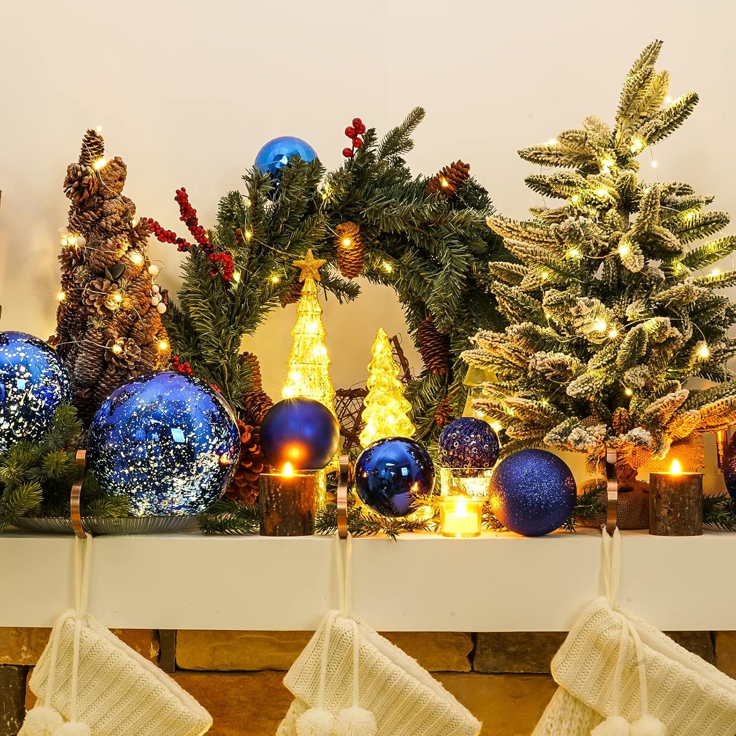 1 adornos de bola de Navidad, color azul marino, gigante, inastillable, decorativos, para decoración de fiestas de vacaciones (20 cm-8 pulgadas)