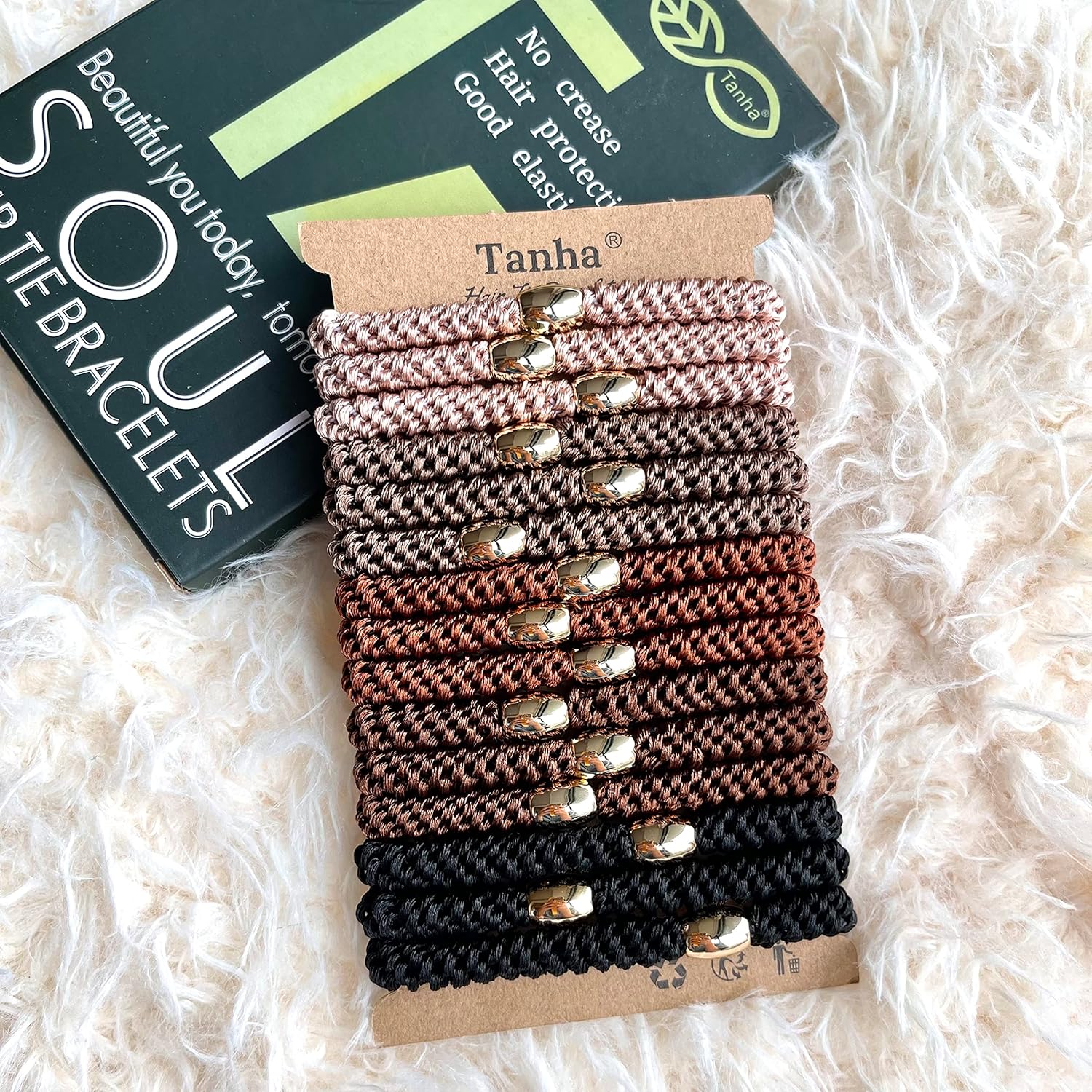 Tanha 15 ligas para el cabello para mujer, elásticos para cabello grueso, soportes para cola de caballo elásticos fuertes, antideslizantes, sin