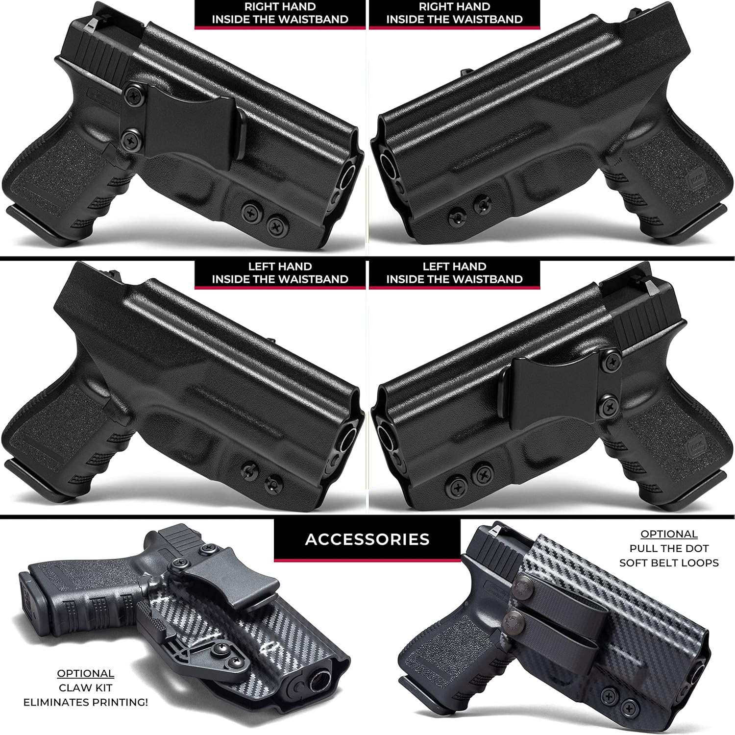 Rounded OpticsRMR Cut IWB KYDEX Holster fits Beretta APX Carry  Claw Compatible  ‘Posi-Click’ Retention  Custom Fit  Adj. Cant  100% US Made