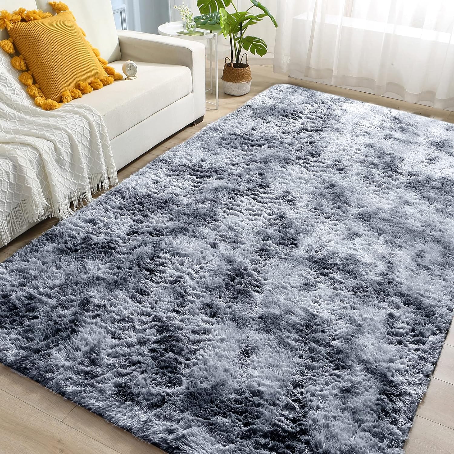 ROCYJULIN Alfombras de área de 6 x 9 pies para dormitorio, alfombras esponjosas para sala de estar, ultra suave, antideslizante, alfombra de pelo