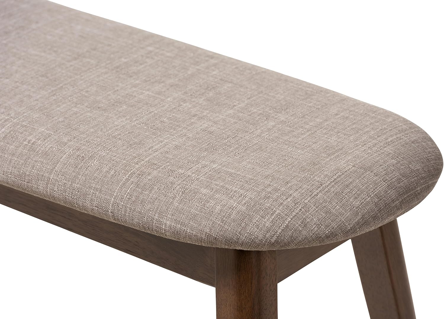 Baxton Studio Easton Mid-Century – Banco de madera tapizado de tela gris claro con acabado de nogal