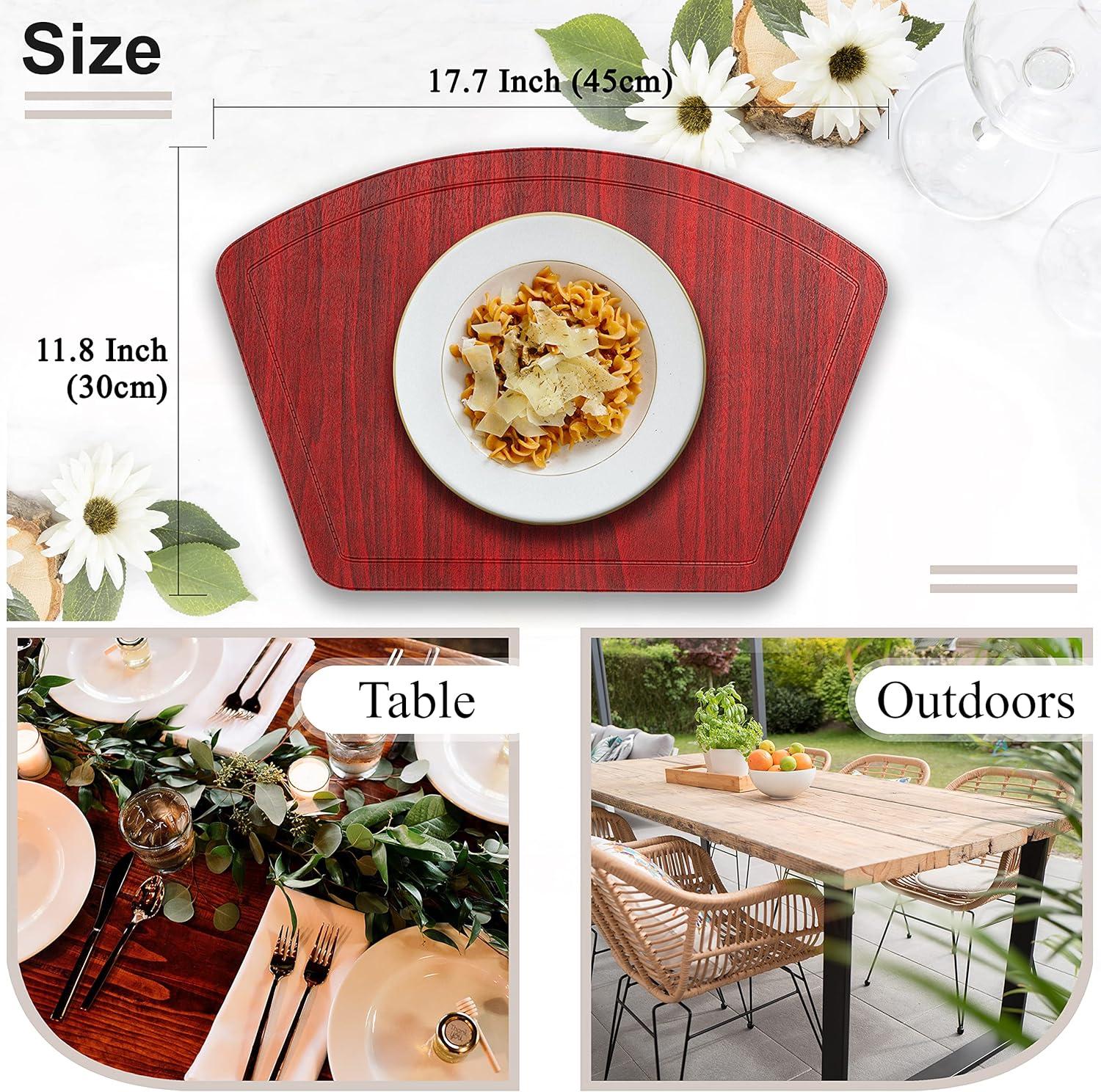 Juego de manteles individuales redondos para comedor con aislamiento térmico, resistente a las manchas, antideslizante, impermeable, lavable, fácil