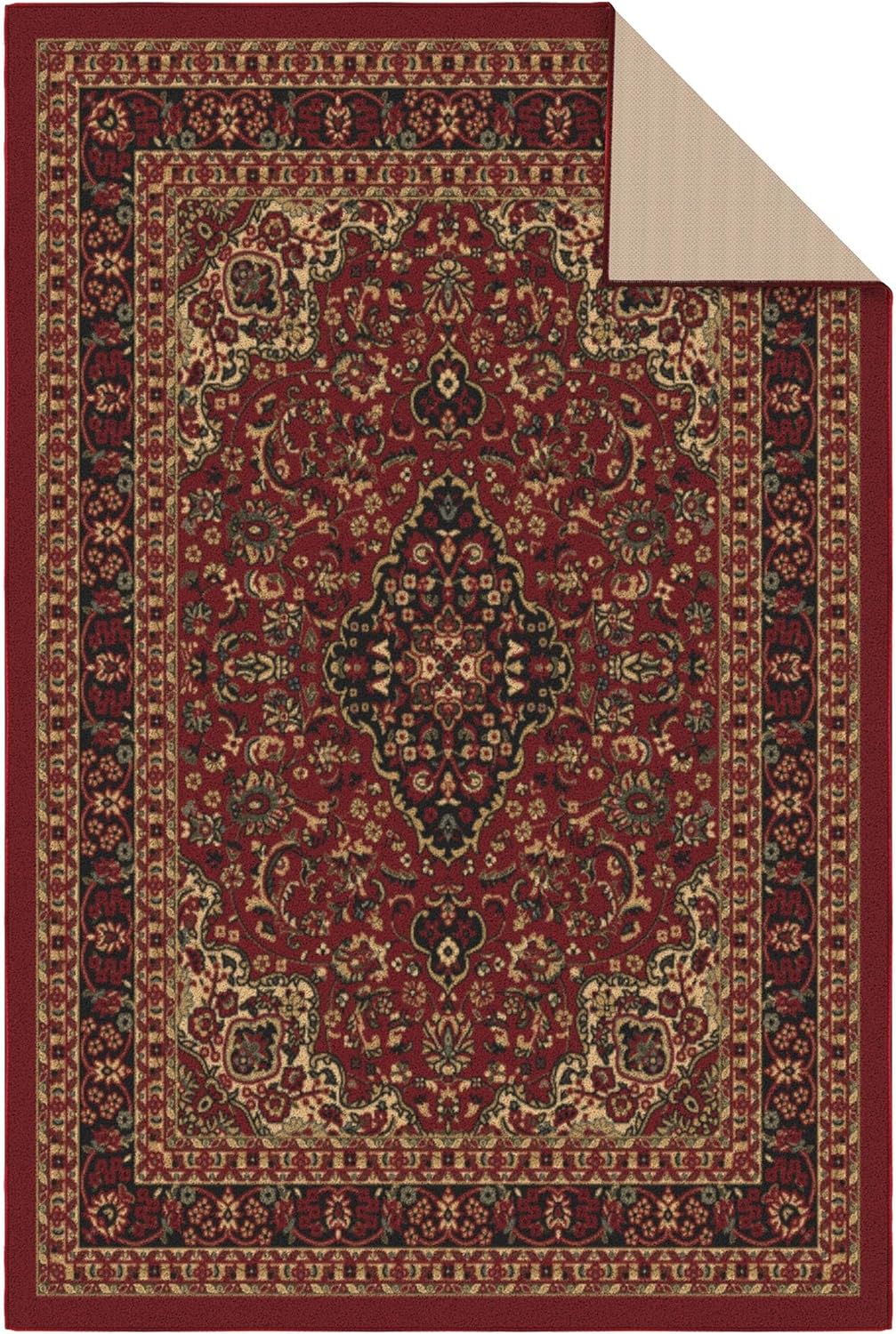 Ottomanson Ottohome Collection – Alfombra antideslizante de goma con diseño oriental, 5 x 7 pies, 5 x 6 pies 6 pulgadas, color rojo