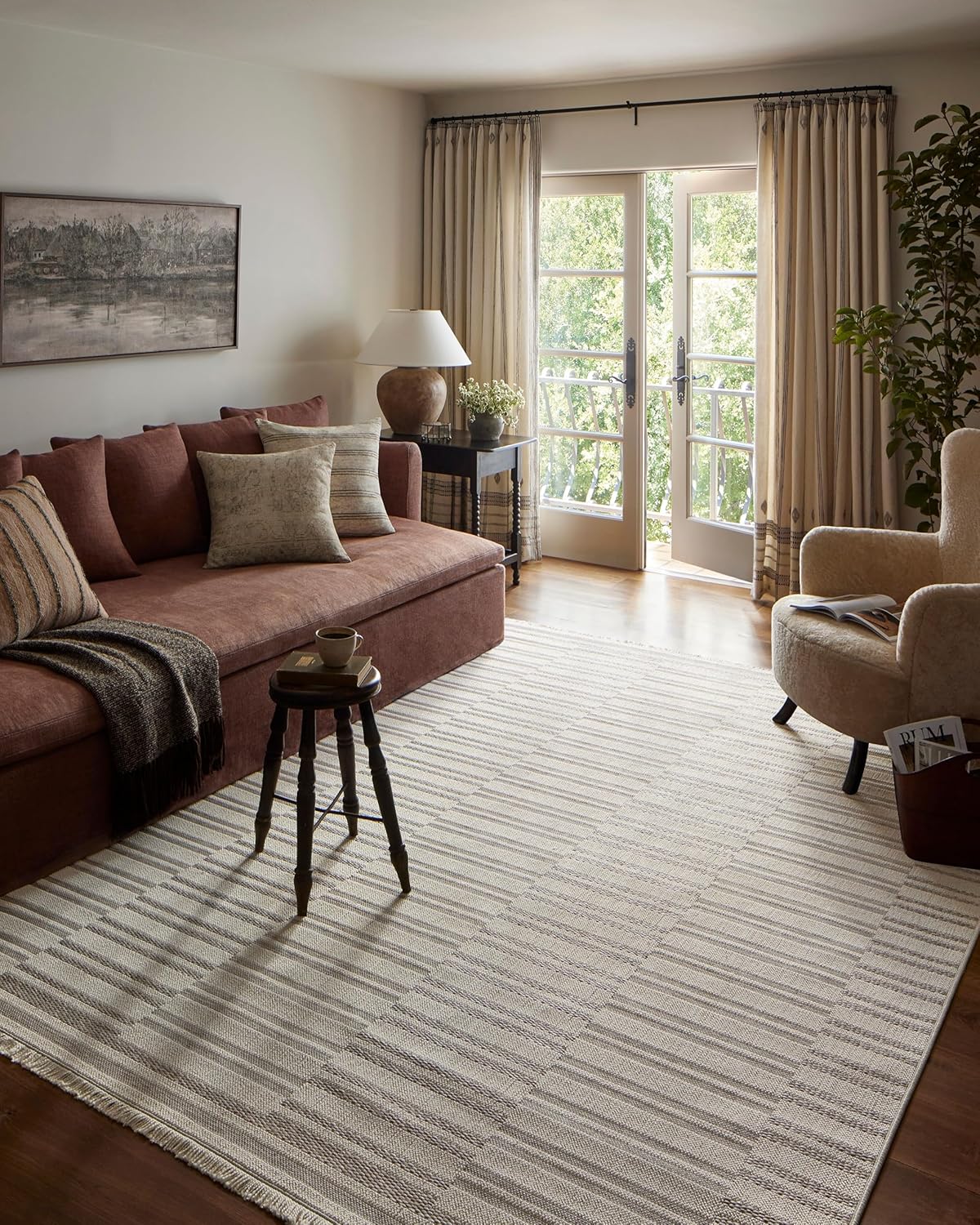 Loloi Amber Lewis x Loloi Malibu Collection MAB-03 – Alfombra de área para interior y exterior, 8′-10″ x 12′-2″, color marrón claromarfil
