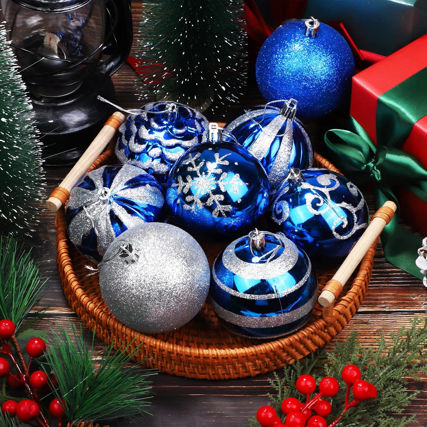 16 adornos de bola de Navidad de 3.15 pulgadas, bolas decorativas de plástico inastillables, decoración de árbol de Navidad, bolas colgantes para