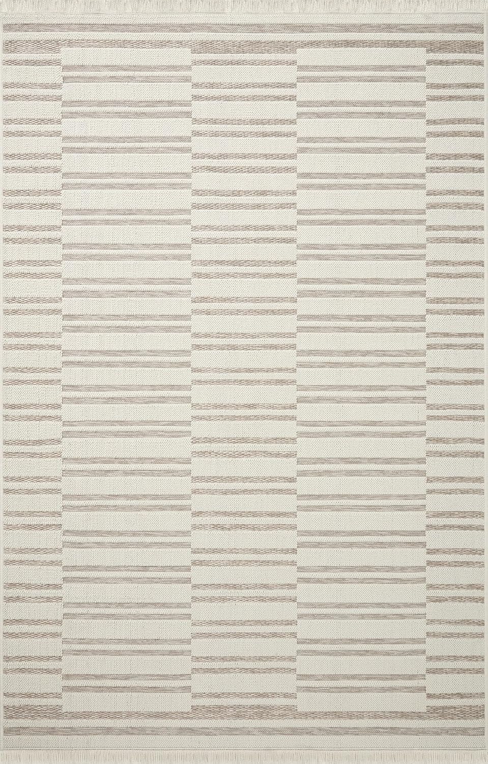 Loloi Amber Lewis x Loloi Malibu Collection MAB-03 – Alfombra de área para interior y exterior, 8′-10″ x 12′-2″, color marrón claromarfil