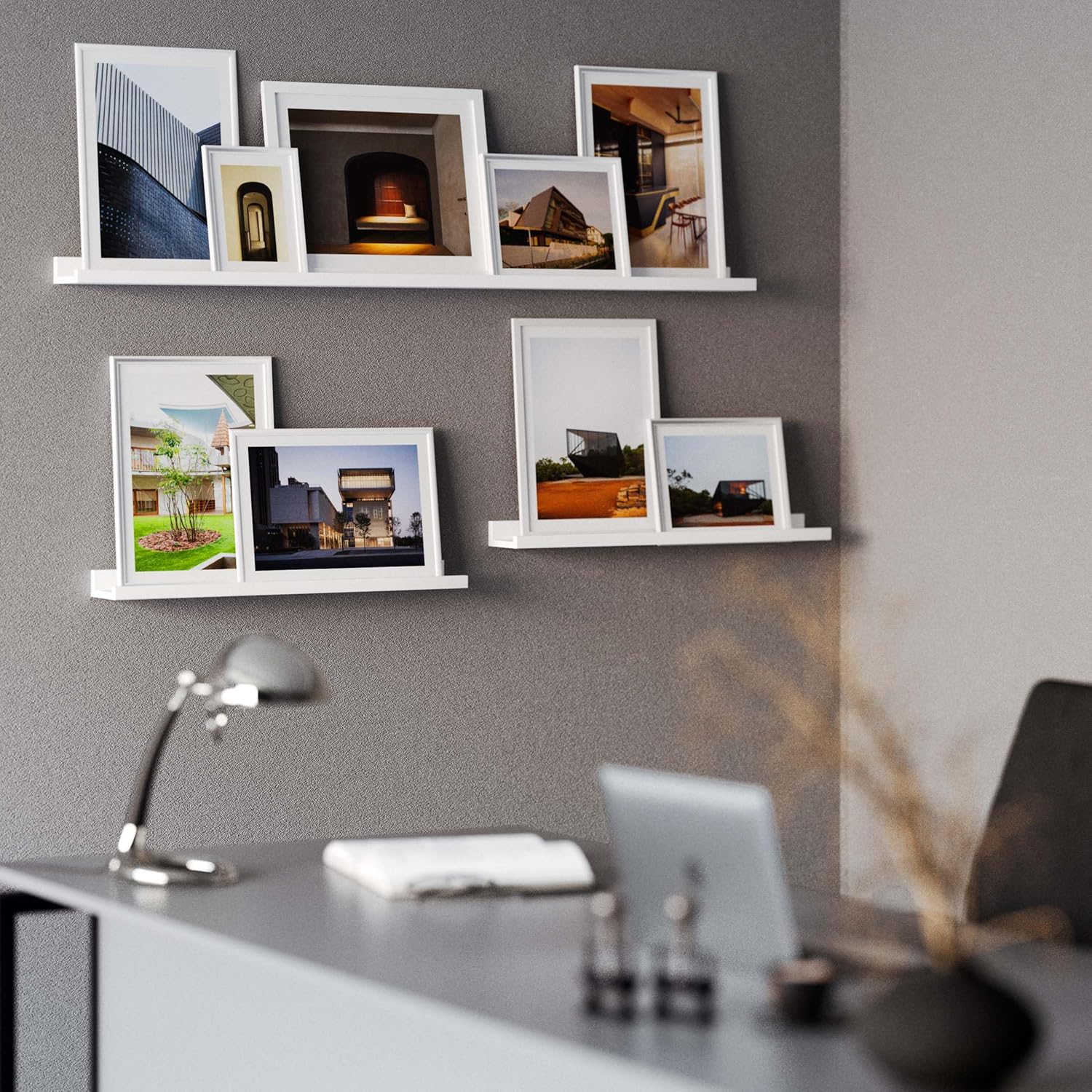 Wallniture Denver – Estantes flotantes de 48 a 24 a 24 pulgadas para marcos de fotos, decoración de pared de collage, juego de estantes de repisa de