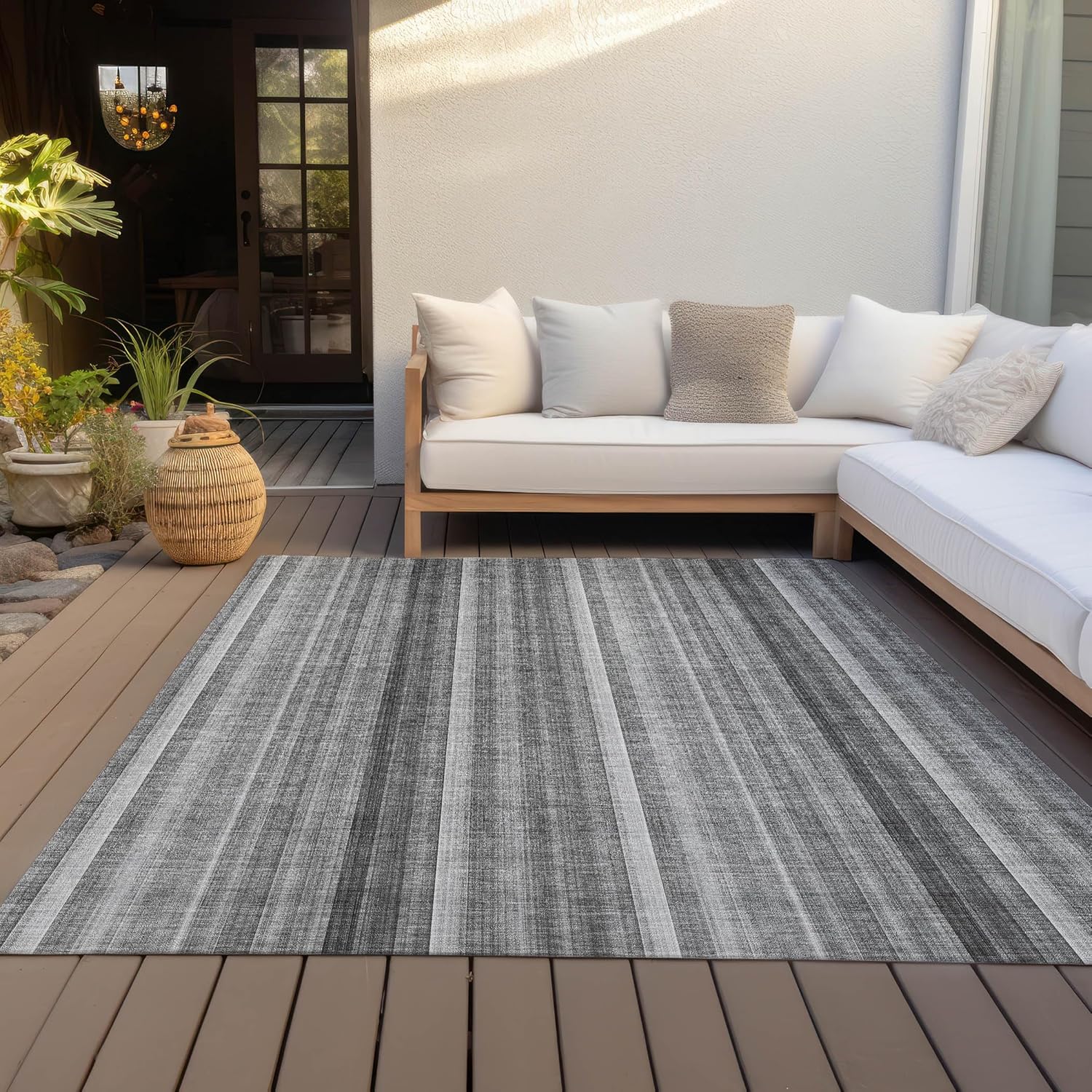 Chantille ACN543 – Alfombra gris de 3 x 5 pies, para interiores y exteriores, fácil de limpiar, lavable a máquina, no se desprende, para dormitorio,