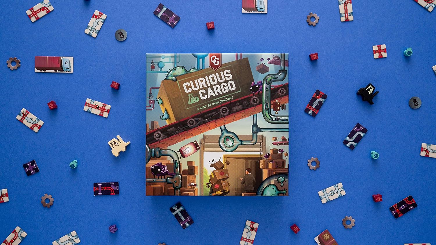 Capstone Games Curious Cargo, juego de mesa de estrategia, 6 tableros de jugadores únicos incluidos y 2 modos de juego, juego competitivo para 2