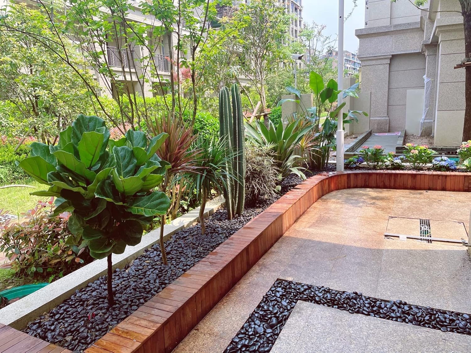 Piedras negras pulidas naturales, rocas decorativas de río negro de 1.2 a 2 pulgadas para plantas, piedras para macetas, rocas de paisajismo,