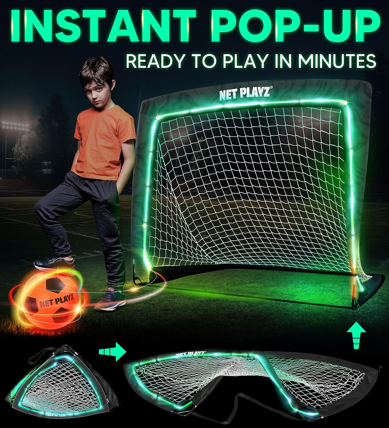 Juego de regalo de red de fútbol que brilla en la oscuridad  Regalo de fútbol iluminado para niños y niñas, niños y adolescentes